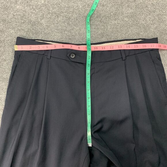 Vintage Patrick James Pleated Dress Pants Mens 34 Navy Blue Wool Relaxed Fit EZE - Picture 5 of 12